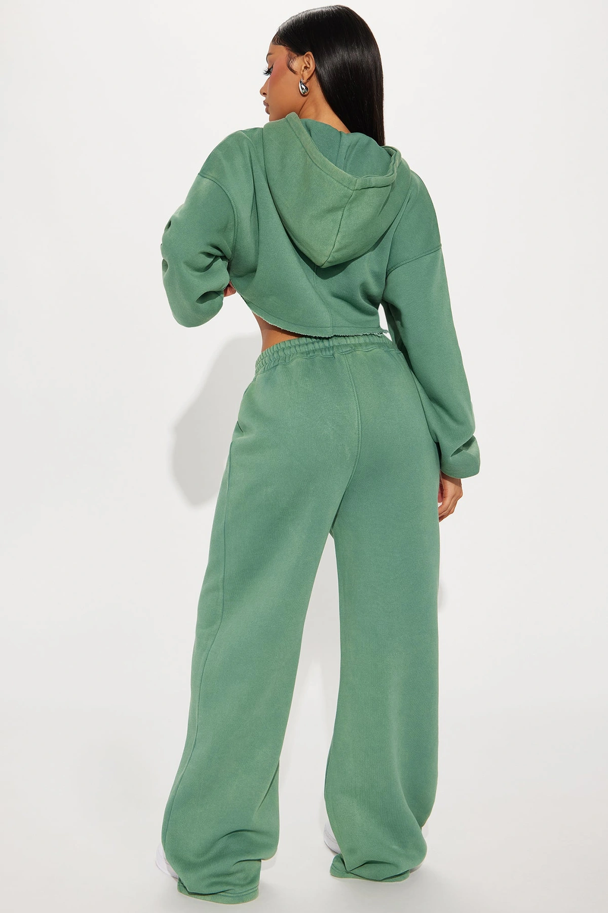 On The Go Fleece Pant Set - Green — Verde