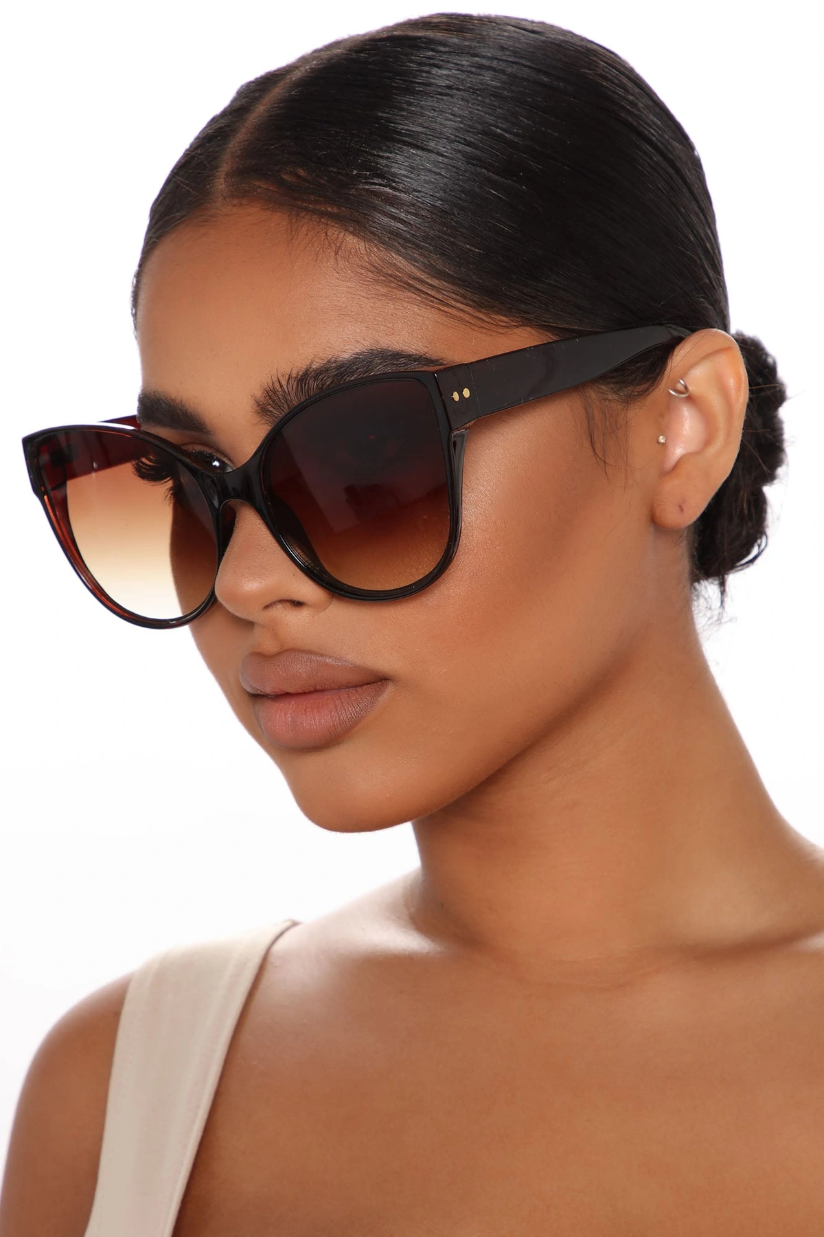 Not Worried Cat Eye Sunglasses - Brown — Castanho