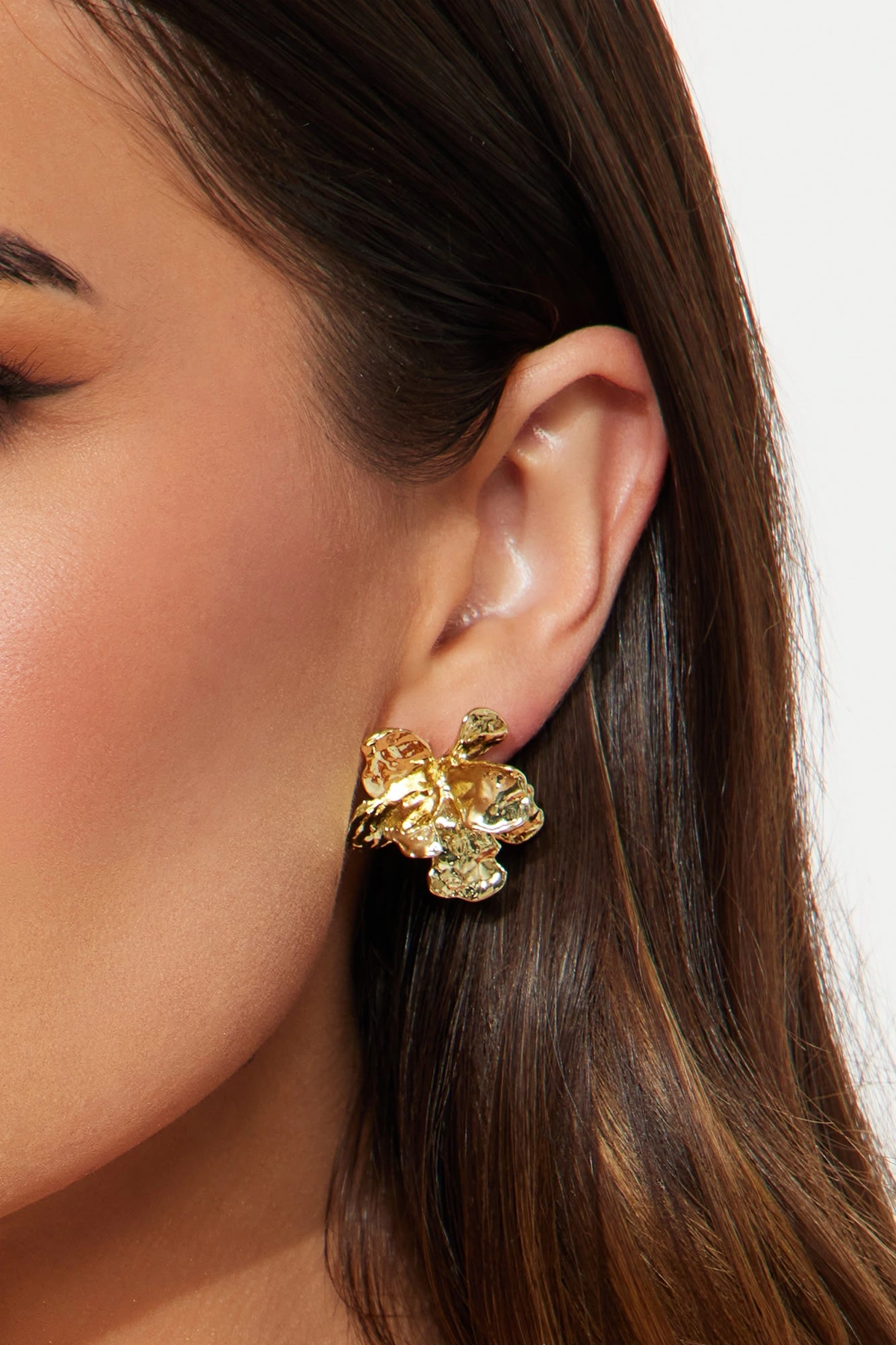 Floral Hardware Drop Statement Earrings - Gold — Dourado