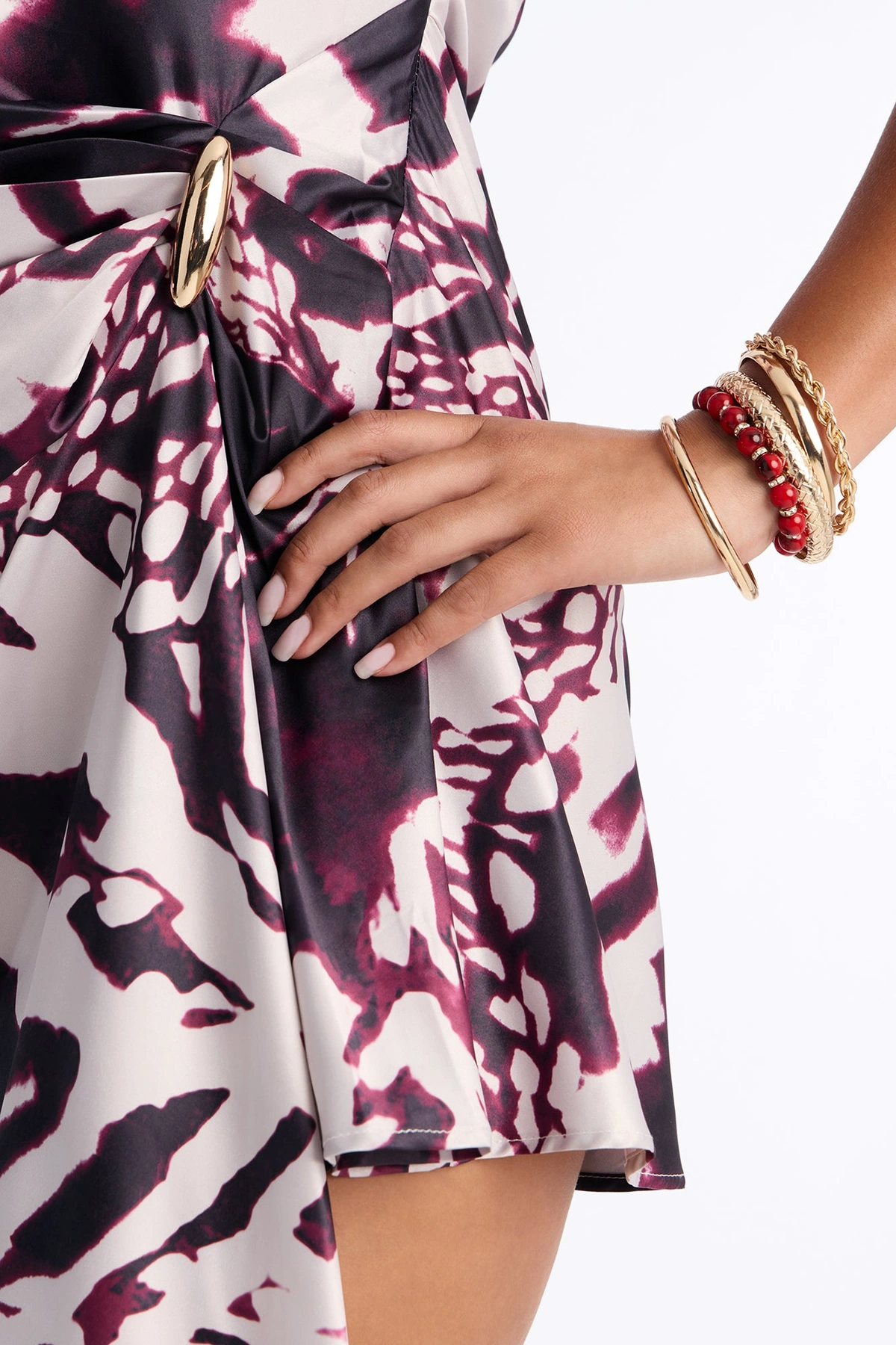 Found My Way 5 Piece Bracelet Set - Gold/Red — Dourado/Vermelho