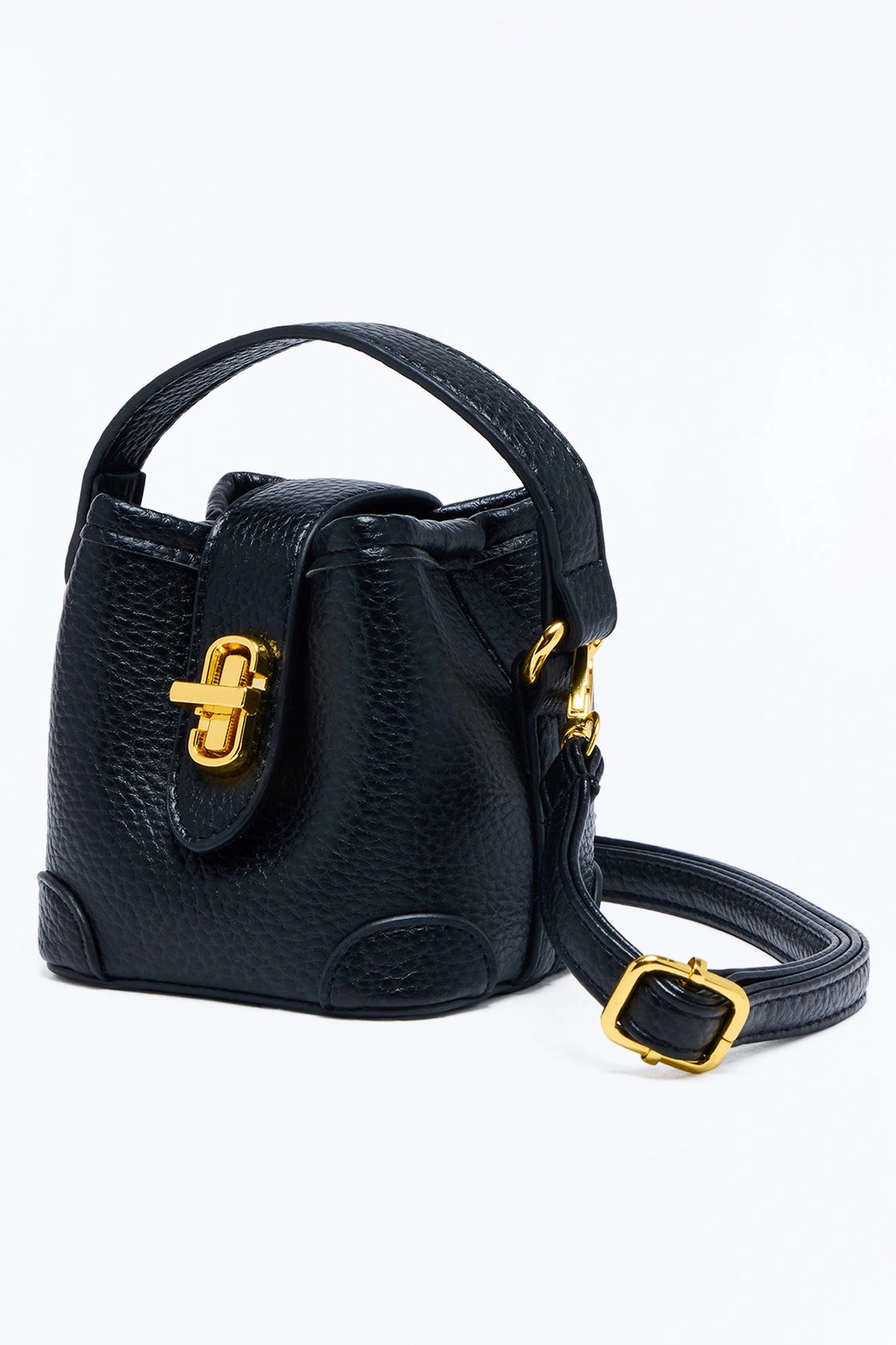 Don't Need Much Faux Leather Mini Satchel Handbag - Black — Preto