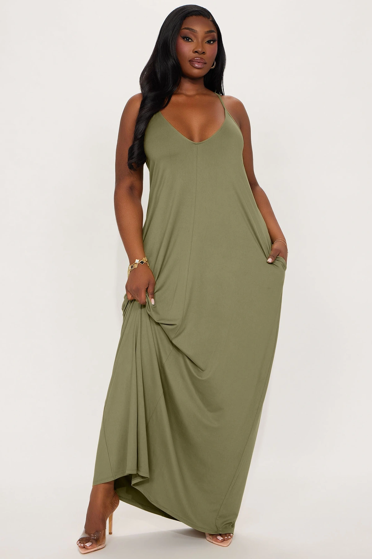 Simple Saturday Maxi Dress - Olive — Verde-azeitona