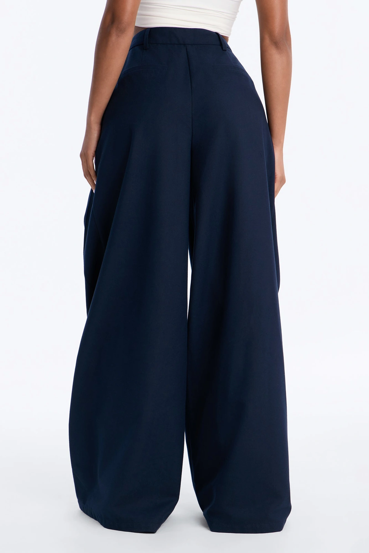 Executive Realness Pleated Wide Leg Trouser 33″ - Navy — Azul-marinho