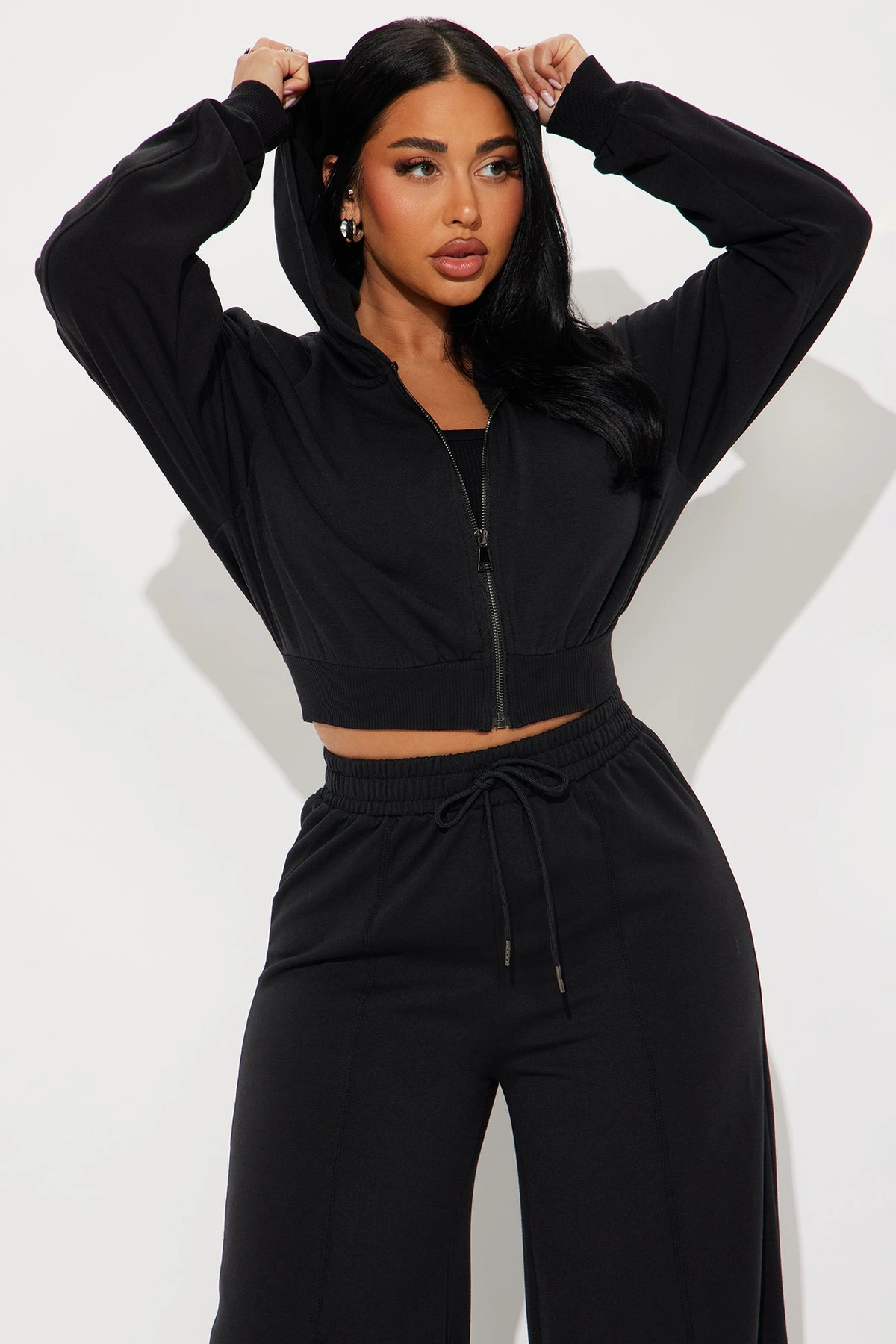Savannah Fleece Pant Set - Black — Preto