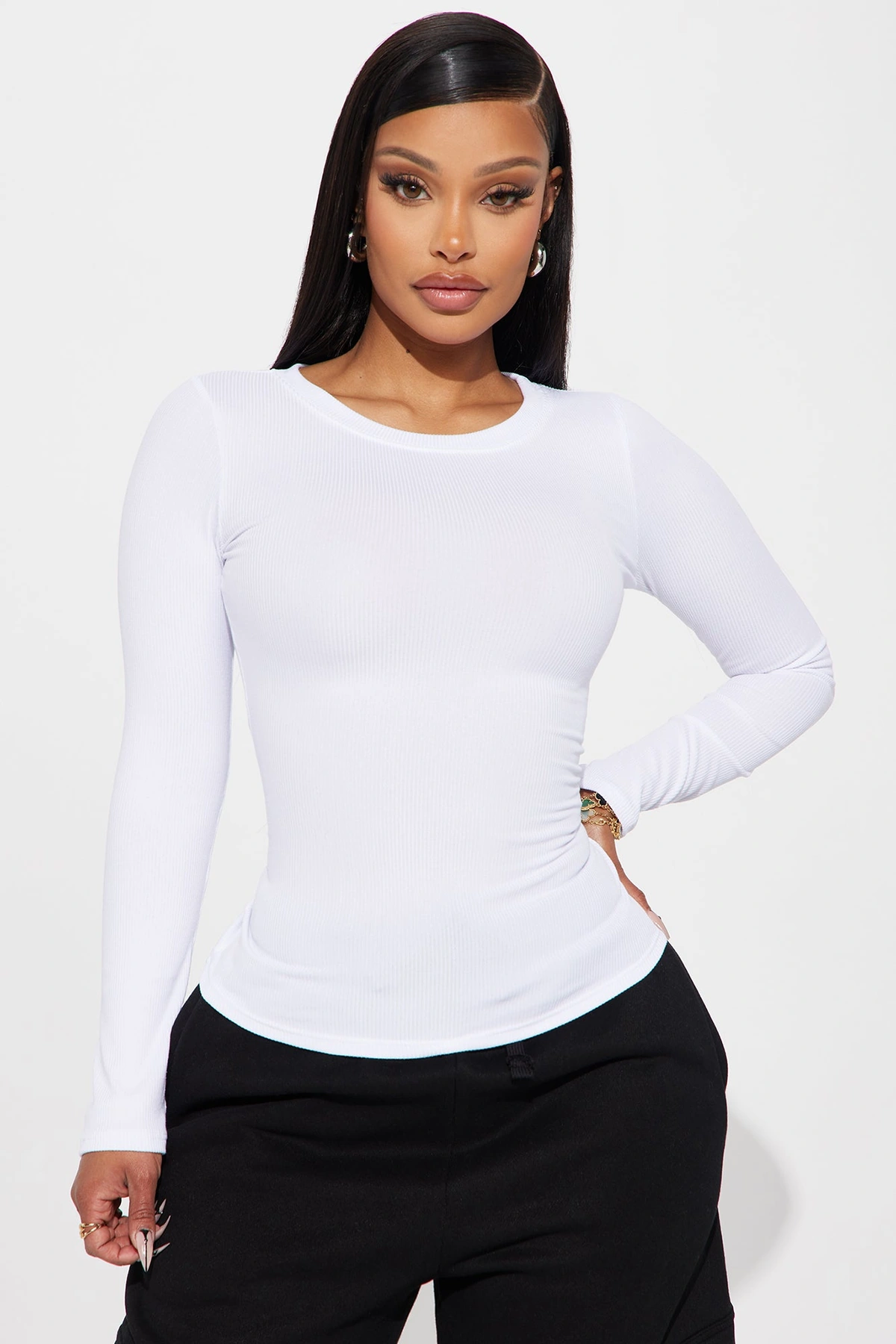Jesse Ribbed Top - White — Branco