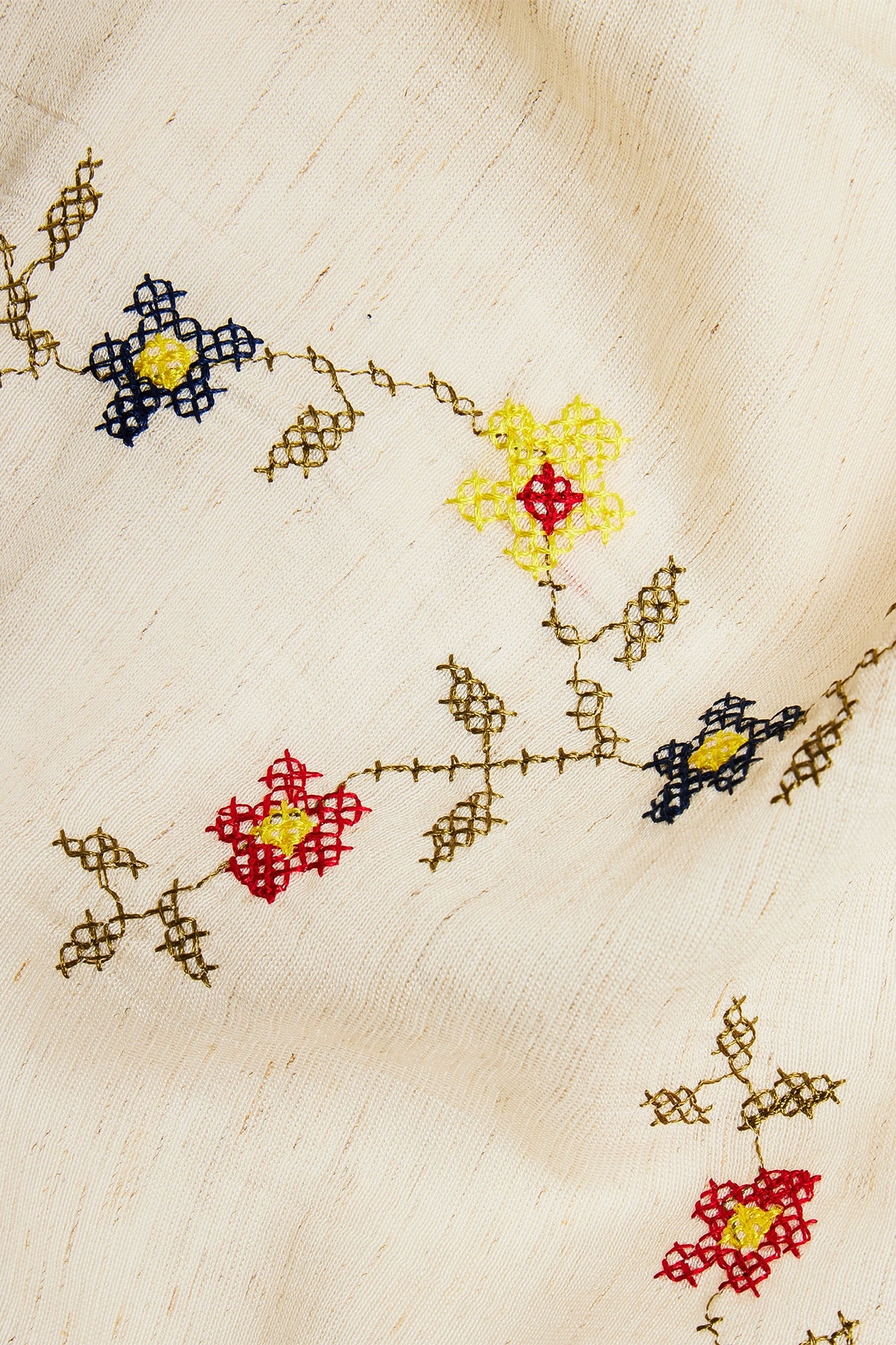 Flower Girl Embroidered Head Scarf - Ivory/combo — Marfim/combinação