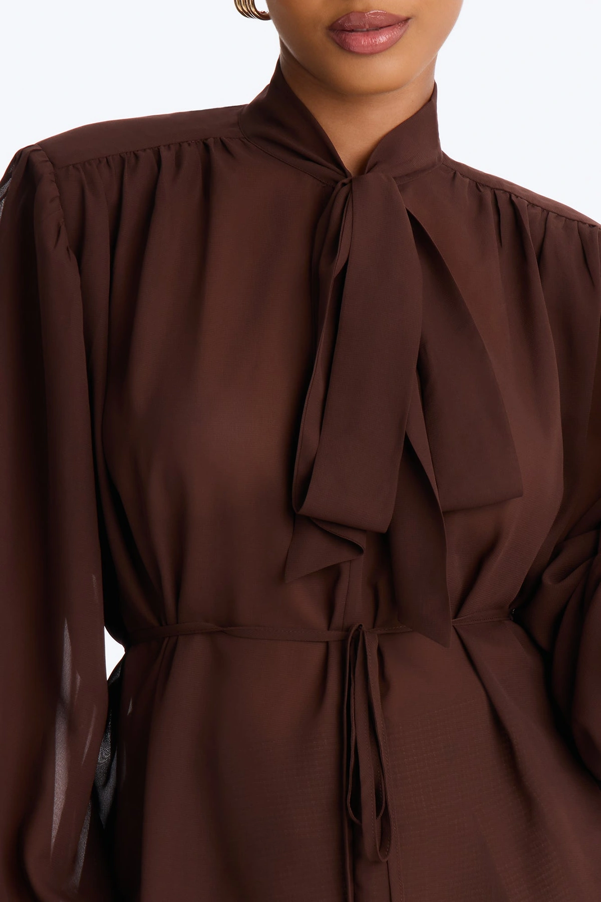 Soft Intentions Chiffon Blouse - Chocolate — Chocolate